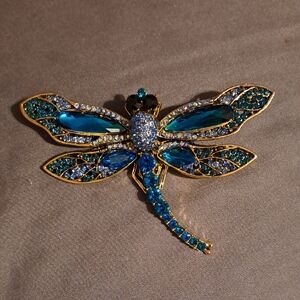 Blue Crystal Dragonfly Brooch